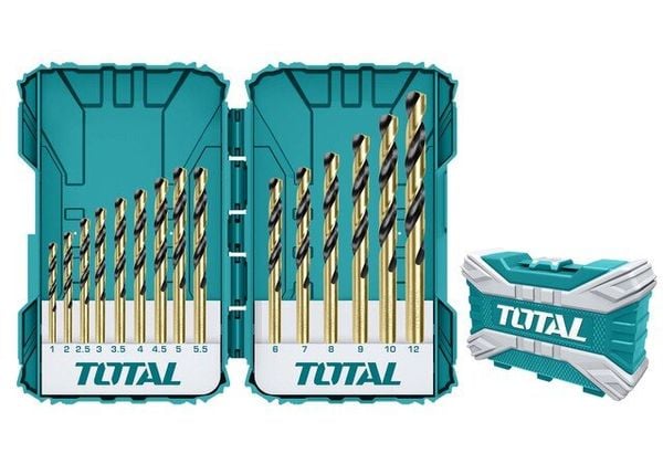 Bộ mũi khoan kim loại HSS 15 mũi từ 1-12mm Total TACSDL51501