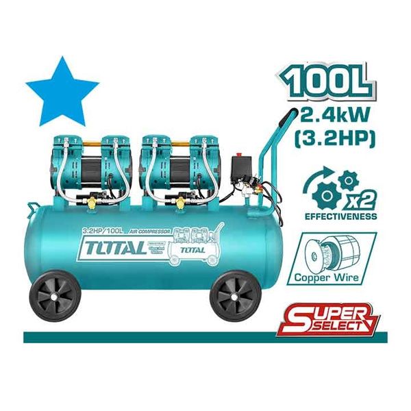  Máy nén khí không dầu 100L/2x1200W Total TCS2241008T 