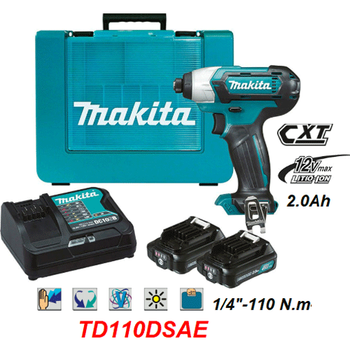  Máy vặn vít động lực dùng pin 12V max Makita TD110DSAE 