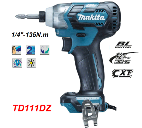 Máy vặn vít động lực dùng pin 12V max Makita TD111DZ