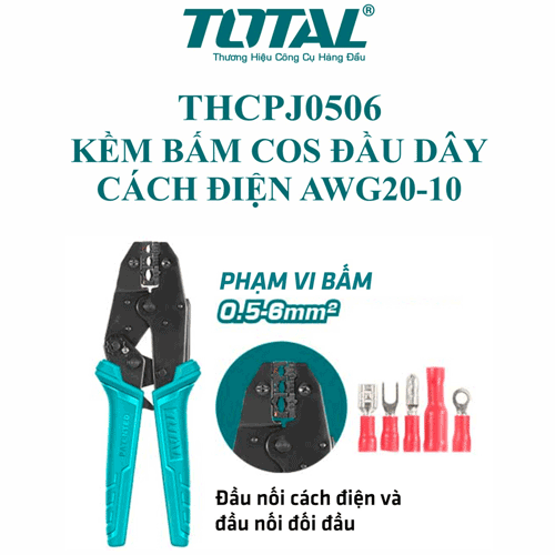  Kìm bấm cos đầu dây không cách điện AWG20-10 Total THCPJ0506 