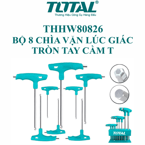  Bộ 8 chìa vặn lục giác tròn tay cầm T Total THHW80826 