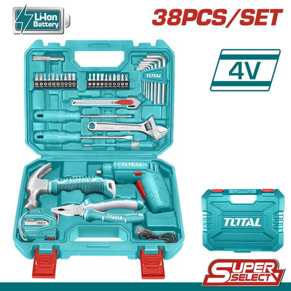 Bộ 38 món và 1 máy vặn vít dùng pin 4V Total THKTHP10386