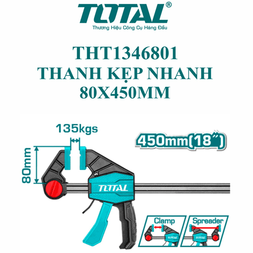  Thanh kẹp nhanh 80x450mm Total THT1346801 