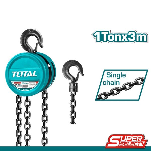 Pa lăng xích kéo tay 1 tấn dài 3m Total THT1611