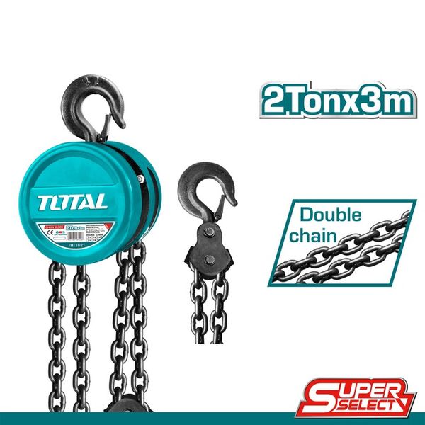 Pa lăng xích kéo tay 2 tấn dài 3m Total THT1621