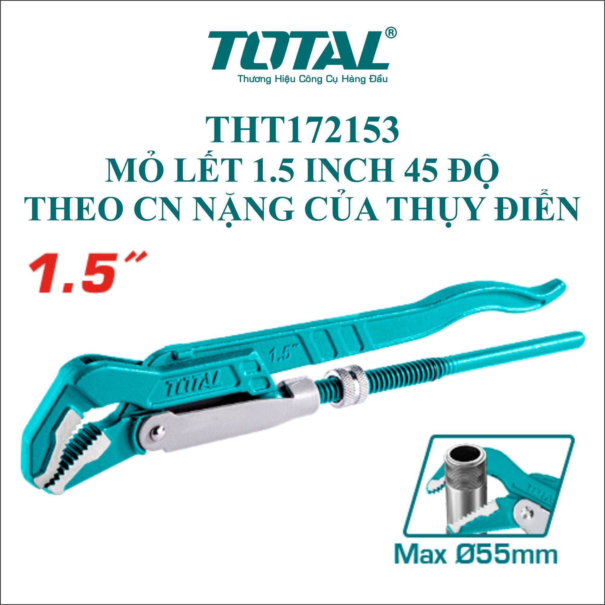  Cờ lê mở ống 45 độ hạng nặng Thụy Điển 1.5 Inch Total THT172153 