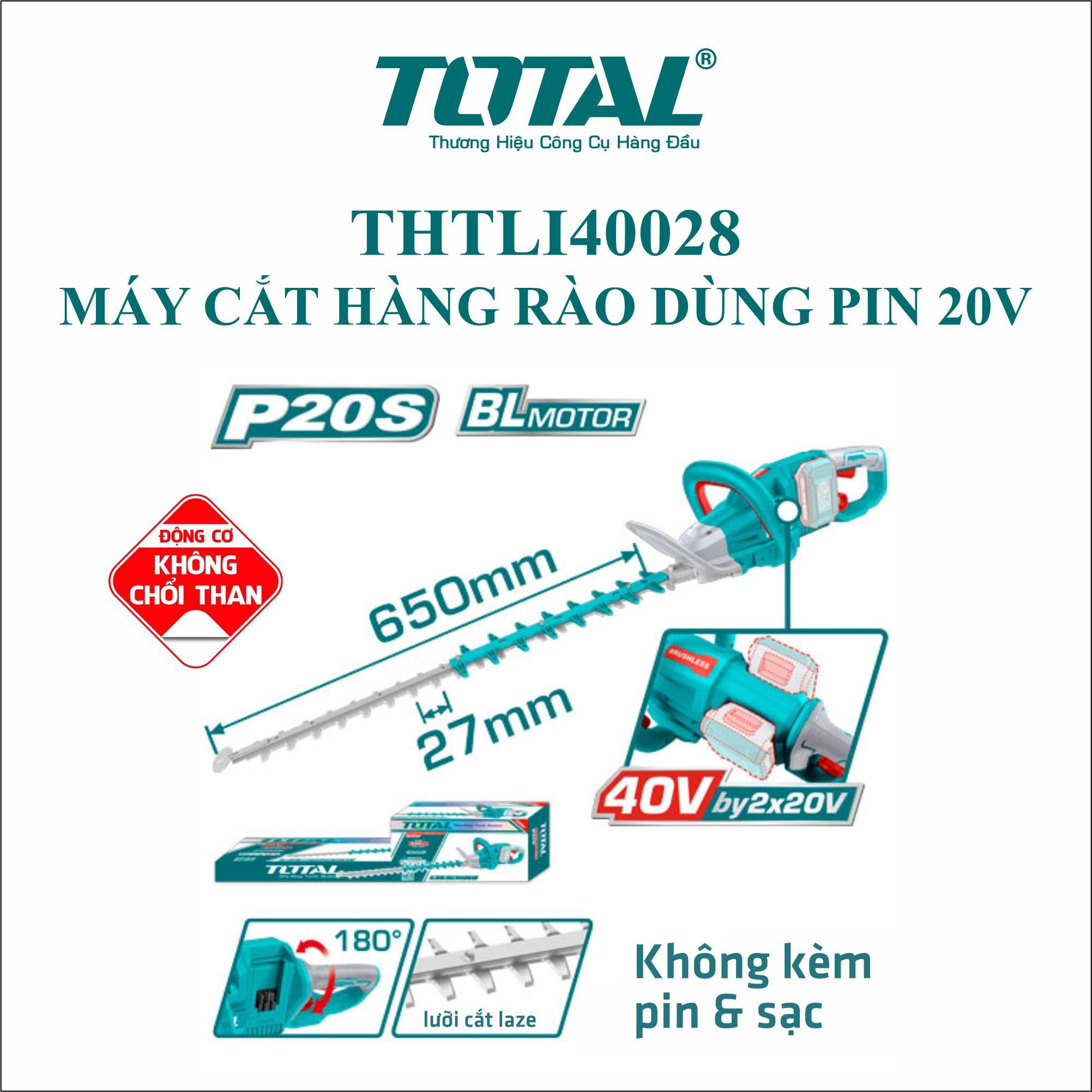 Máy tỉa hàng rào dùng pin 20V Total THTLI40028 (Solo)