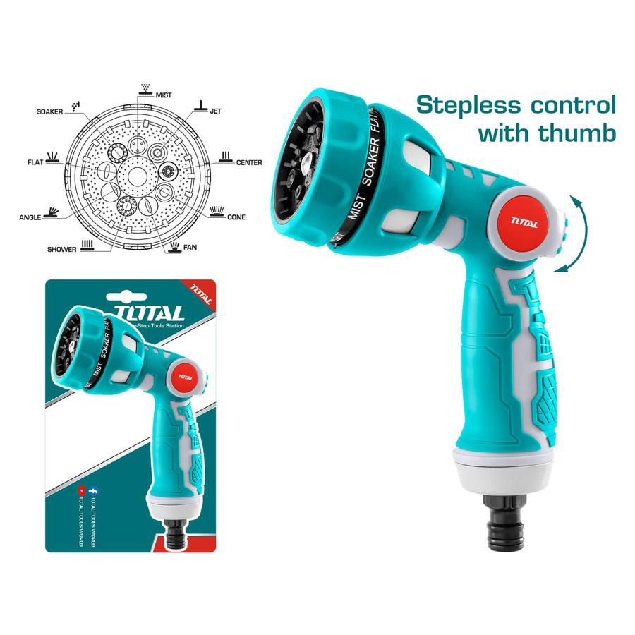 Đầu phun nước 3/4 Inch bằng nhựa 9 kiểu phun Total THWSG6091