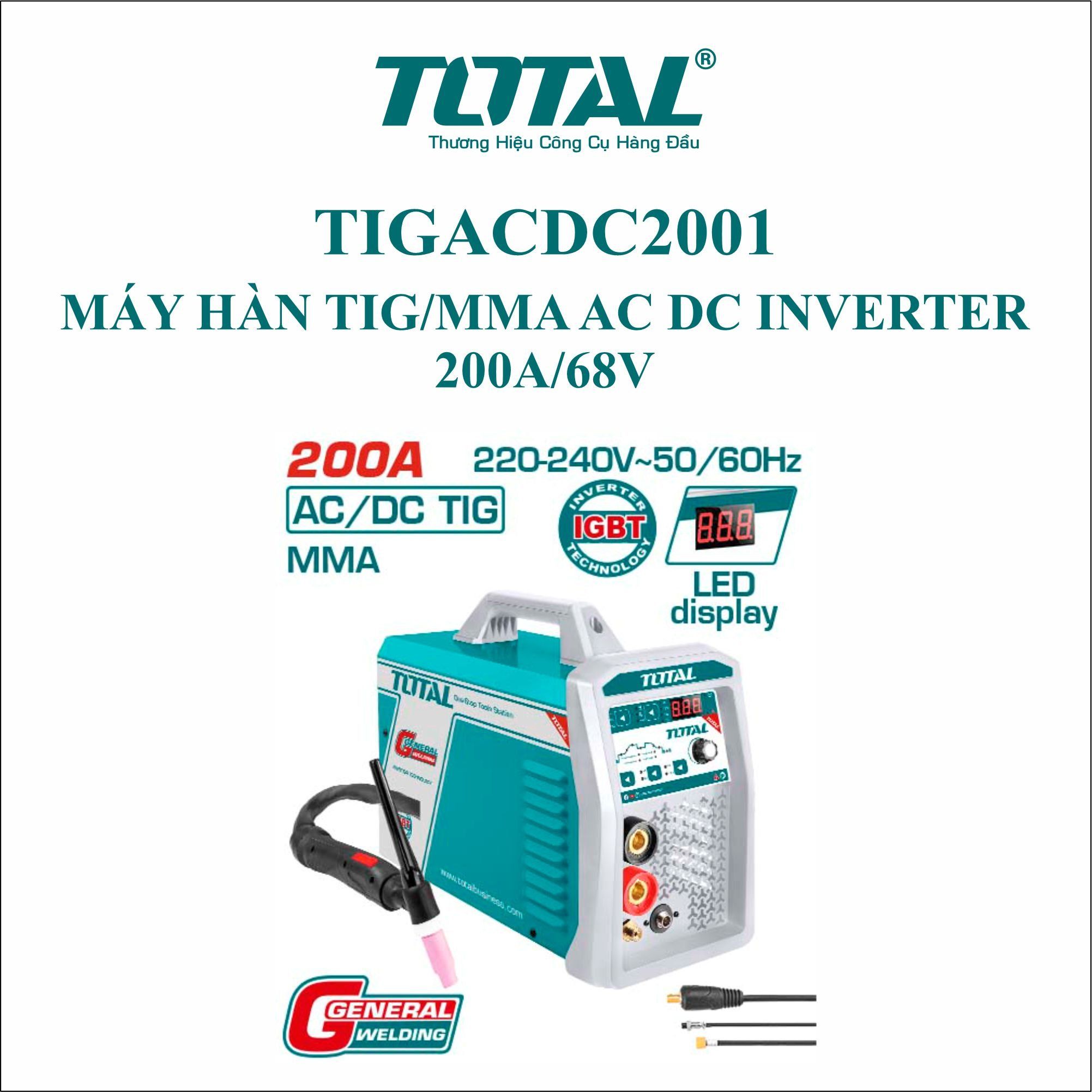  Máy hàn TIG/MMA AC DC Inverter 200A/68V Total TIGACDC2001 