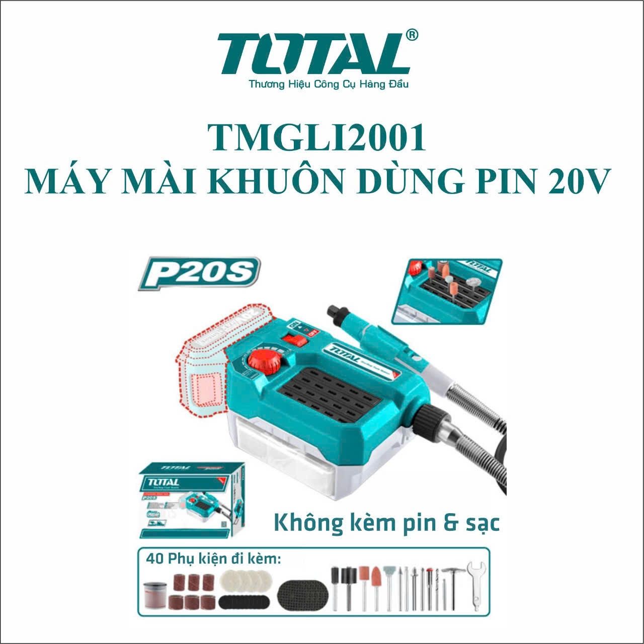  Máy mài khuôn dùng pin 20V Total TMGLI2001 