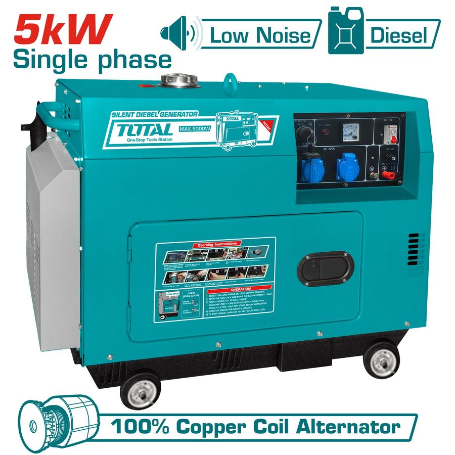 Máy phát điện dùng dầu Diesel 5Kw Total TP250001