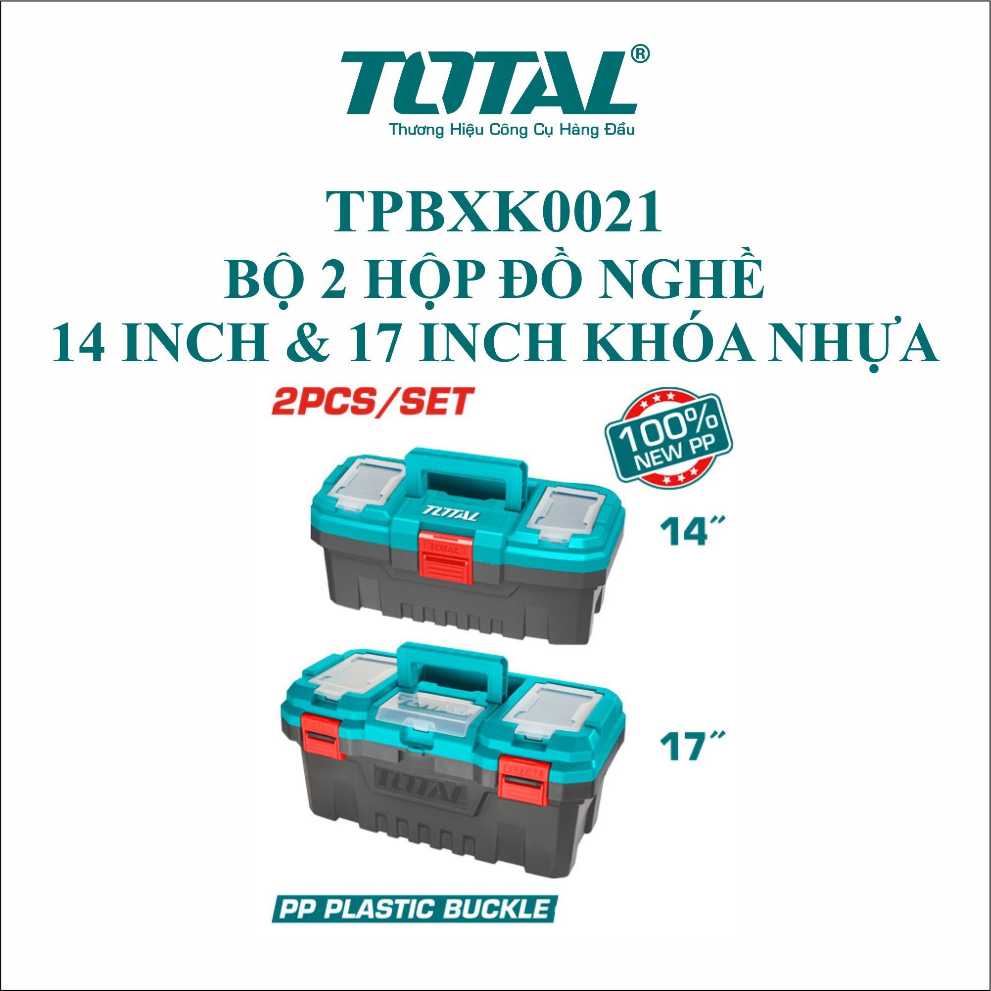  Bộ 2 thùng đựng đồ nghề Total 14 và 17 inch khóa nhựa Total TPBXK0021 