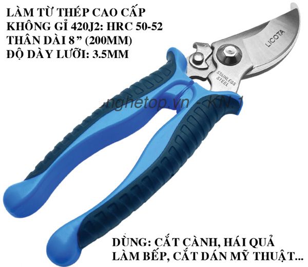 Kéo cắt cành kiểu Anh cong 8 Inch LICOTA TPG-00387