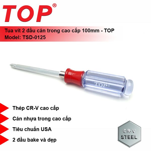 Tua vít cán trong 2 đầu 6x125mm TOP TSD-0125