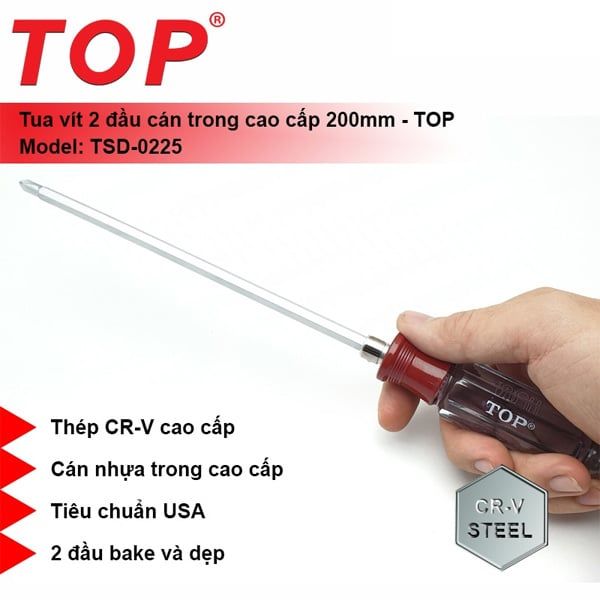 Tua vít cán trong 2 đầu 6x225mm TOP TSD-0225