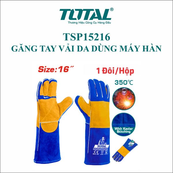 Găng tay vải da dùng máy hàn Total TSP15216