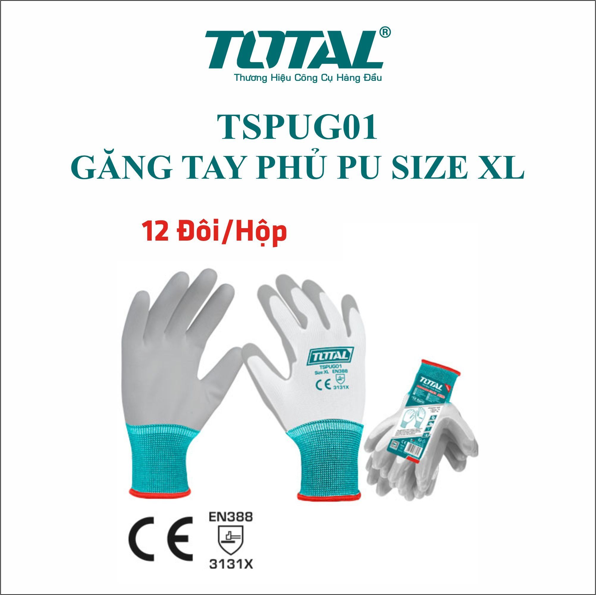 Găng tay phủ PU size XL Total TSPUG01