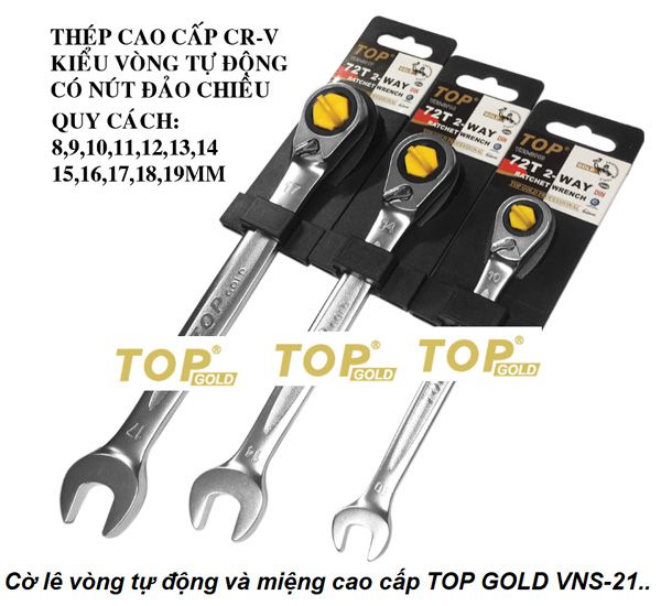 Cờ lê vòng tự động và miệng cao cấp 17mm TOP GOLD VNS-2117
