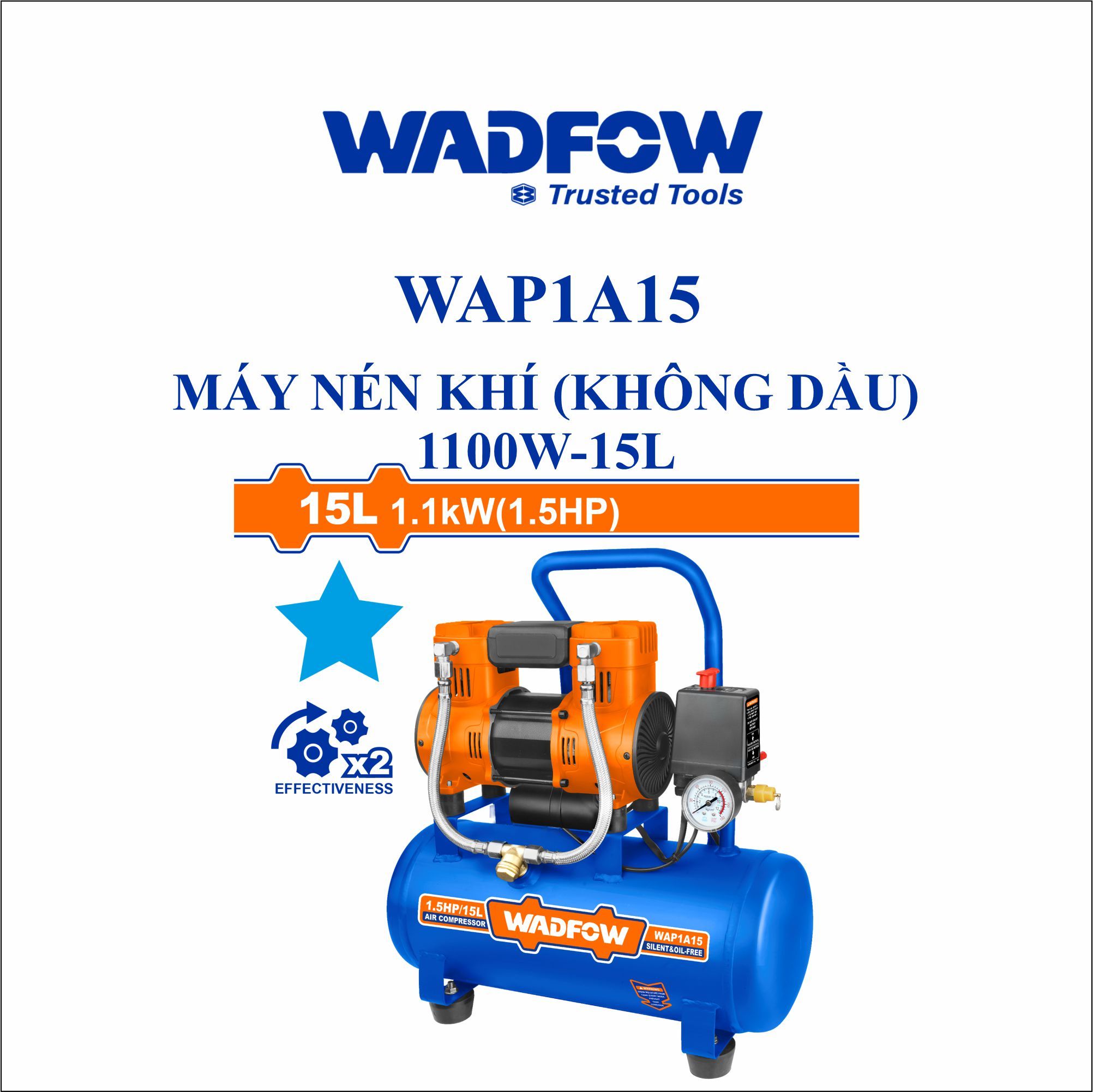  Máy nén khí (không dầu) 1100W-15L WADFOW WAP1A15 