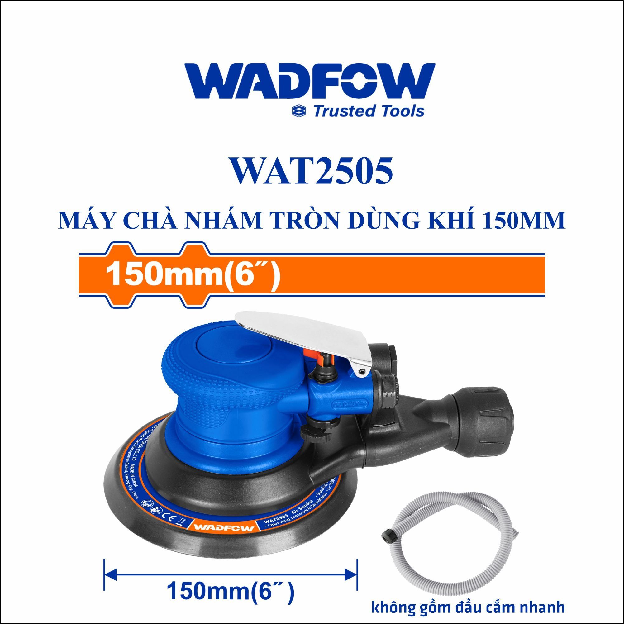  Máy chà nhám tròn dùng hơi 150mm WADFOW WAT2505 