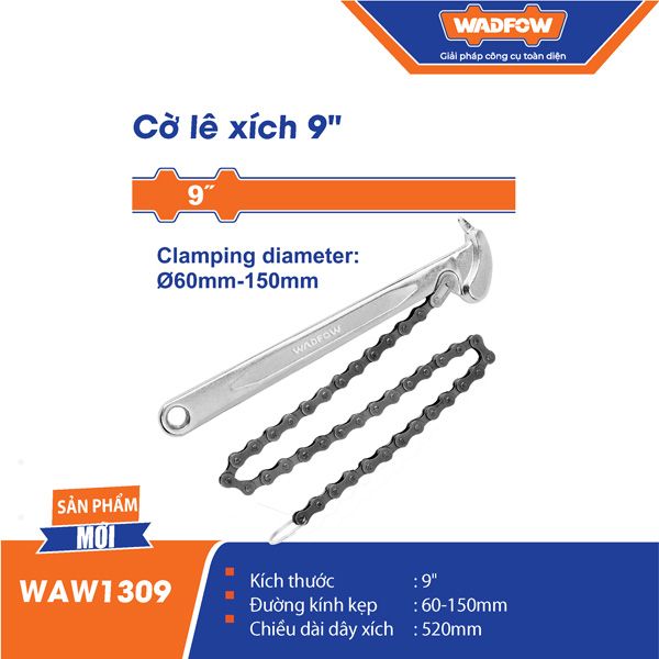 Mỏ lết dây xích 9 Inch WADFOW WAW1309