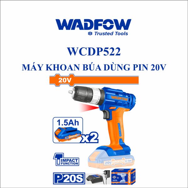 Máy khoan búa dùng pin 20V WADFOW WCDP522