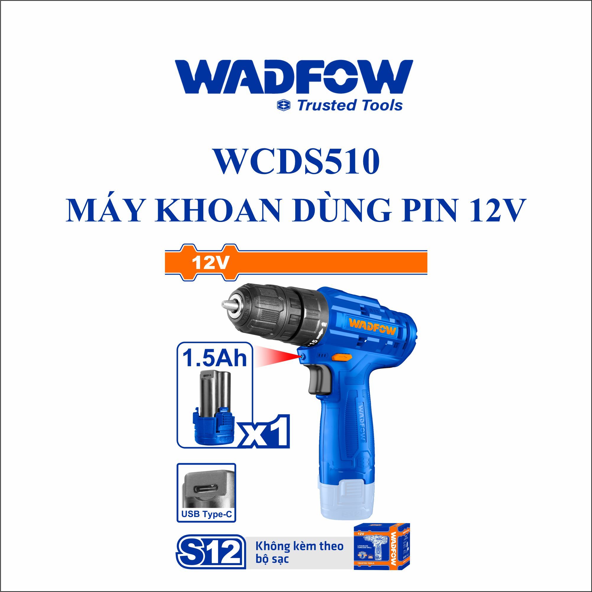  Máy khoan dùng pin 12V WADFOW WCDS510 