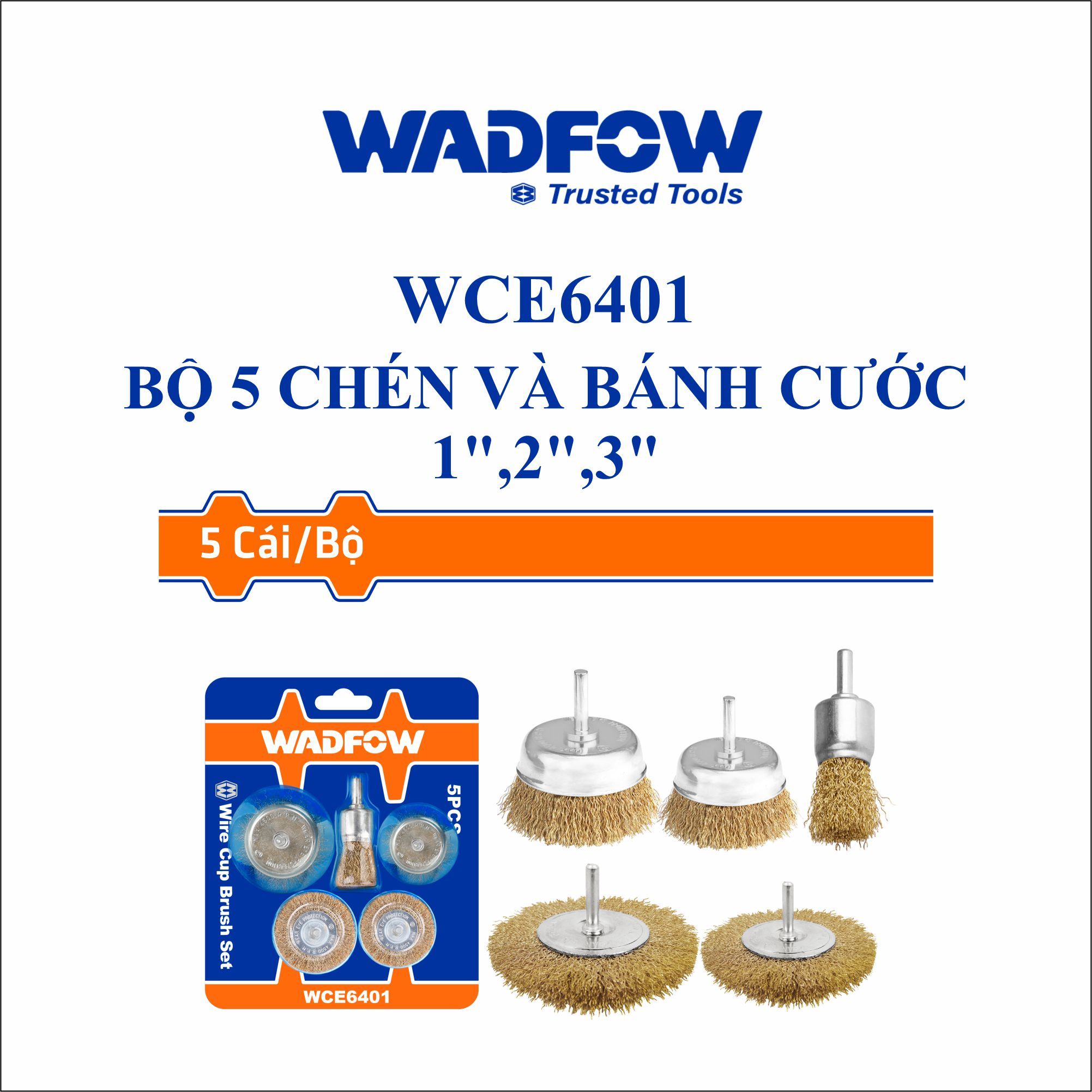  Bộ 5 chén và bánh cước 1,2,3 Inch WADFOW WCE6401 