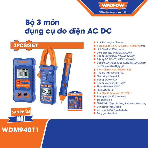 Bộ 3 món dụng cụ đo điện AC DC WADFOW WDM94011