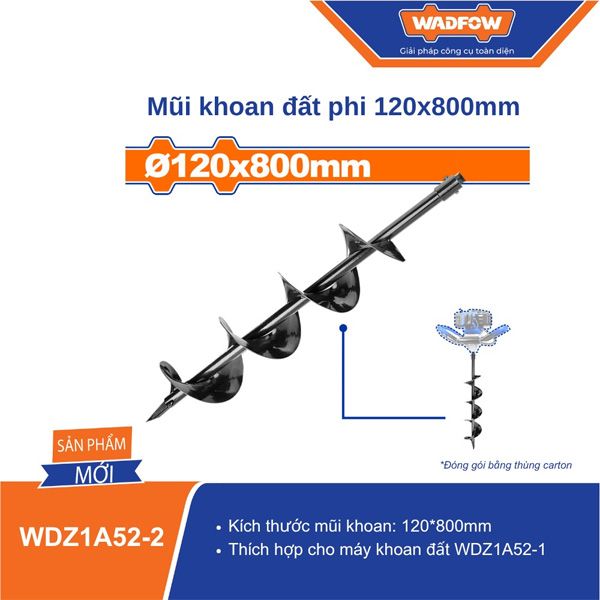Mũi khoan đất phi 120x800mm WADFOW WDZ1A52-2