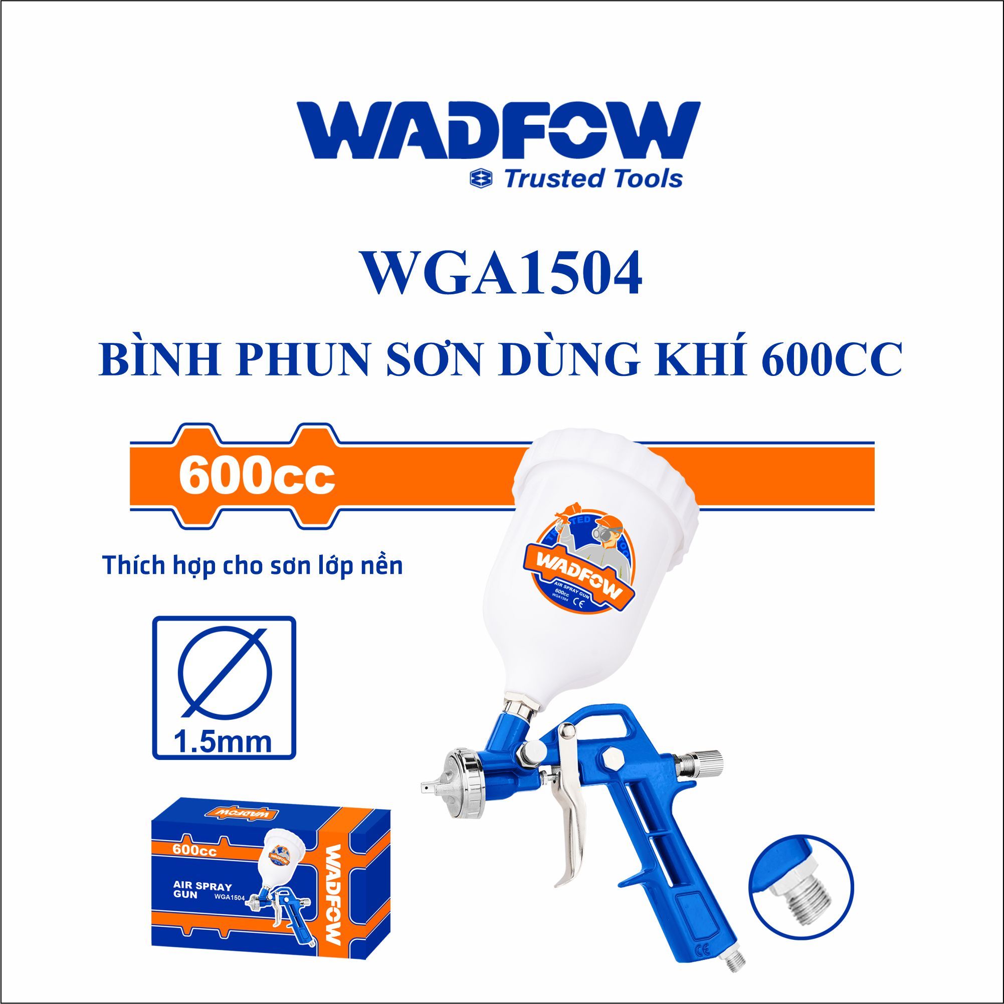  Bình phun sơn dùng hơi  600cc WADFOW WGA1504 