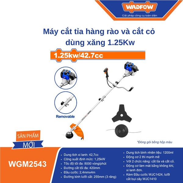Máy cắt tỉa hàng rào và cắt cỏ chạy xăng 1.25Kw WADFOW WGM2543