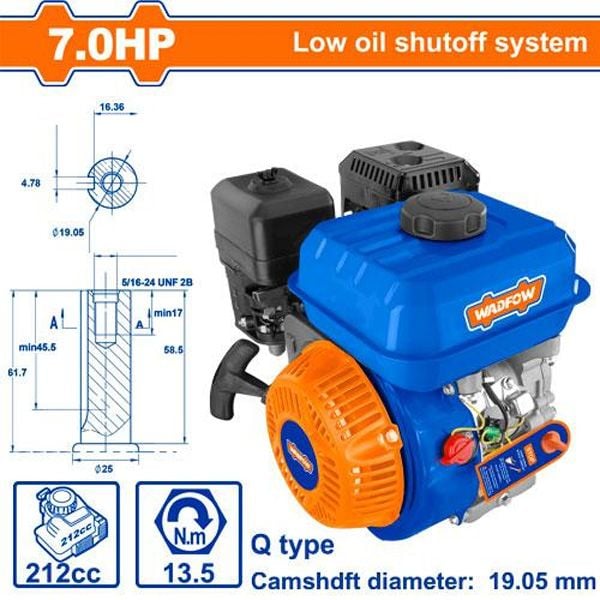 Động cơ nổ chạy xăng 7.0HP WADFOW WGNAA1706Q