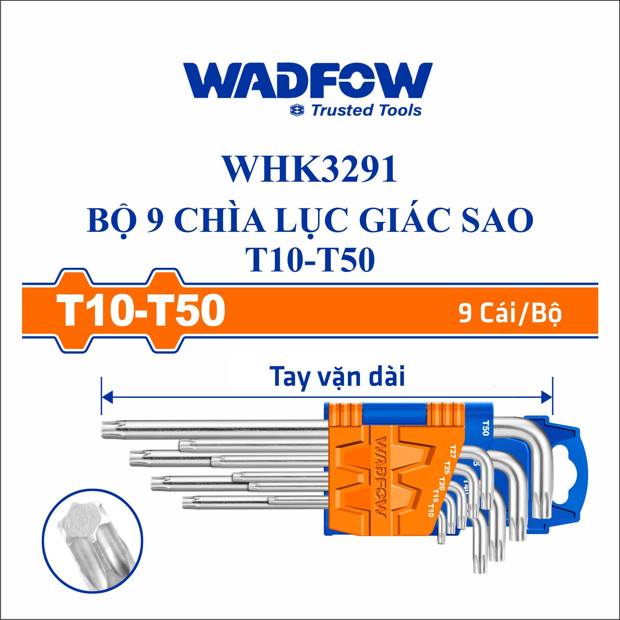  Bộ 9 chìa lục giác sao T10-T50 WADFOW WHK3291 