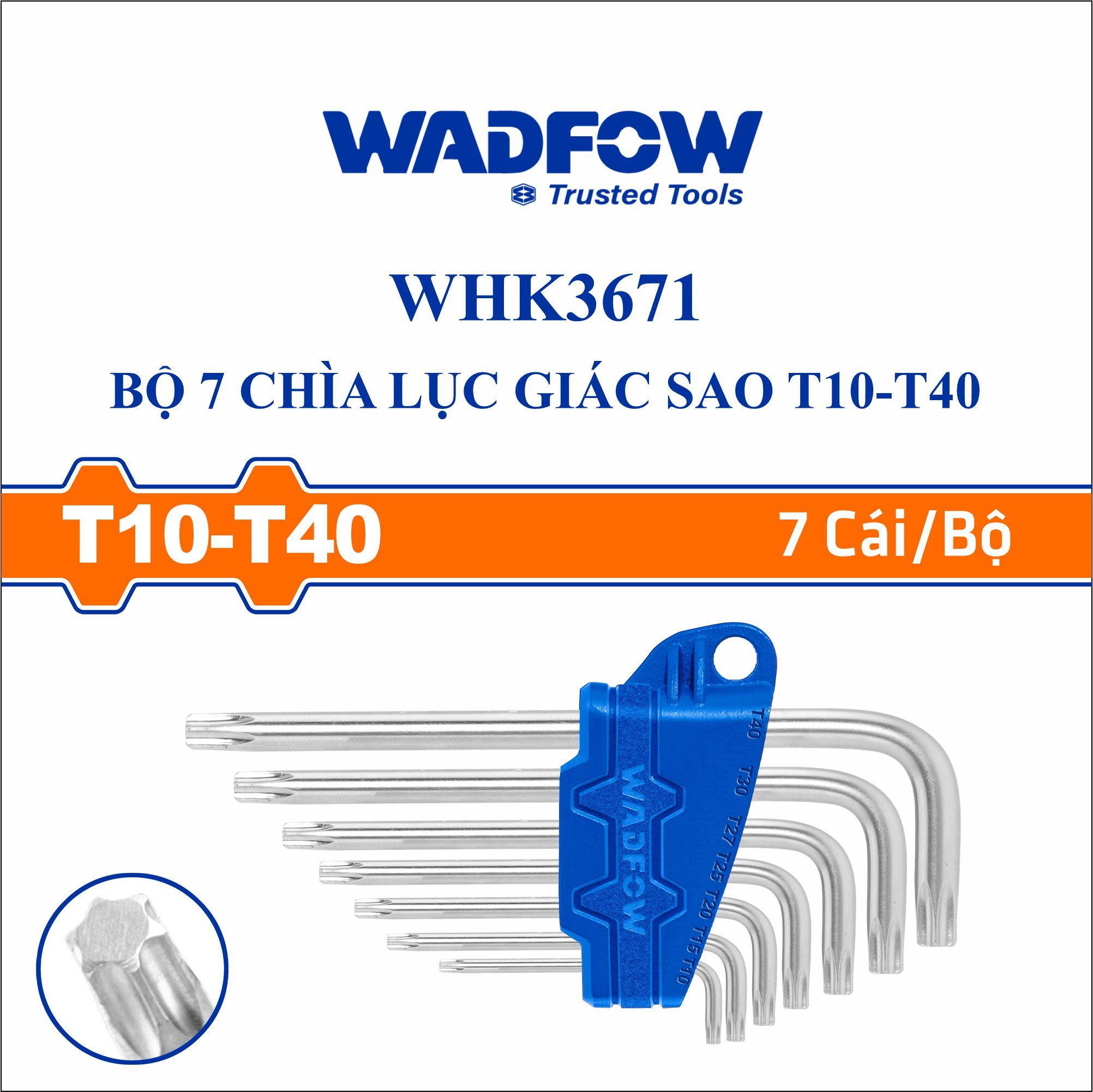  Bộ 7 chìa lục giác sao T10-T40 WADFOW WHK3671 