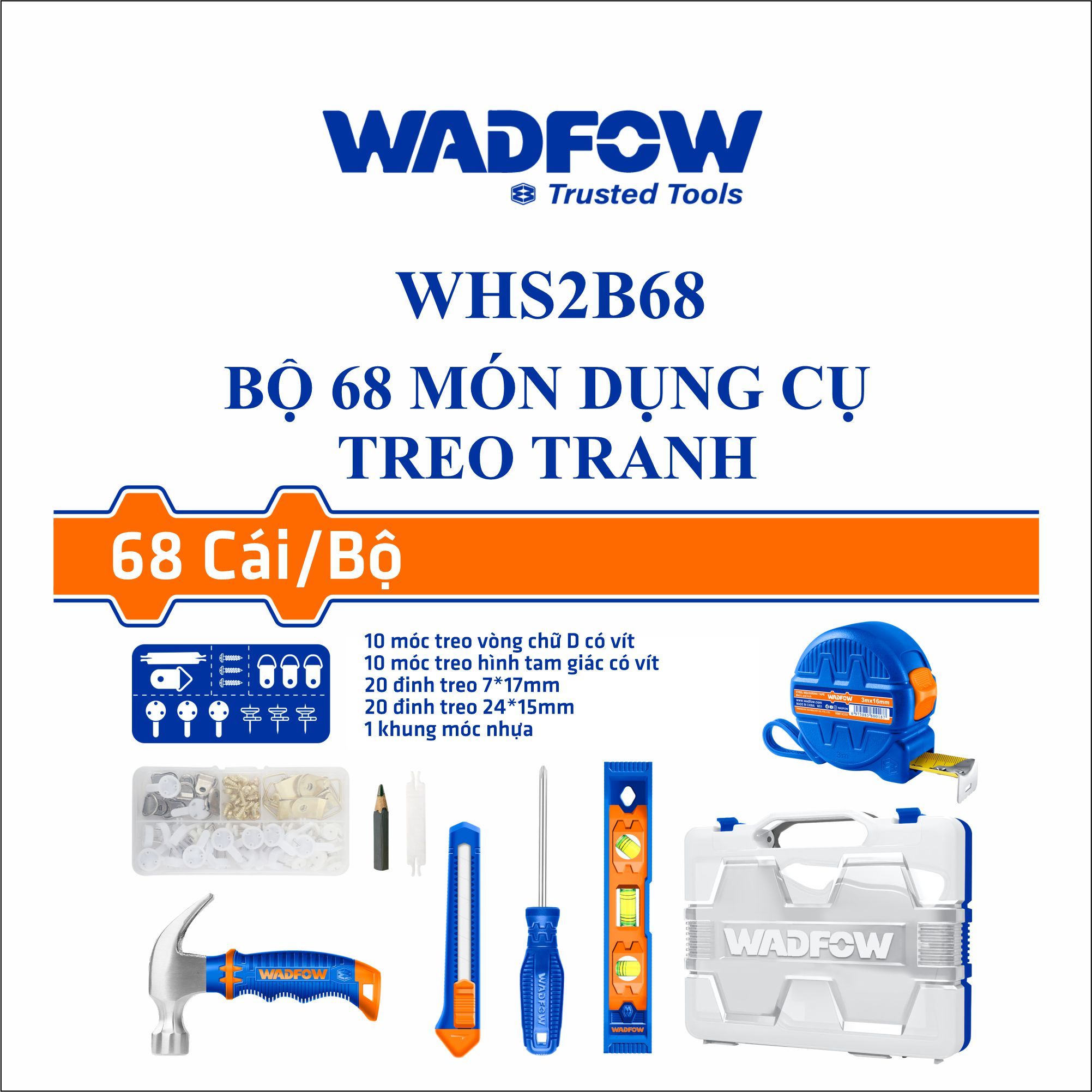  Bộ 68 món dụng cụ treo tranh WADFOW WHS2B68 