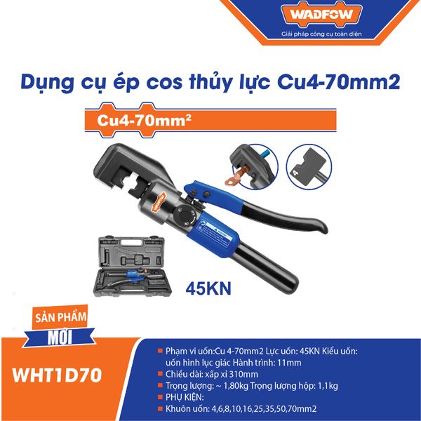 Bộ kìm bấm đầu Cos thủy lực 4-70mm2 WADFOW WHT1D70