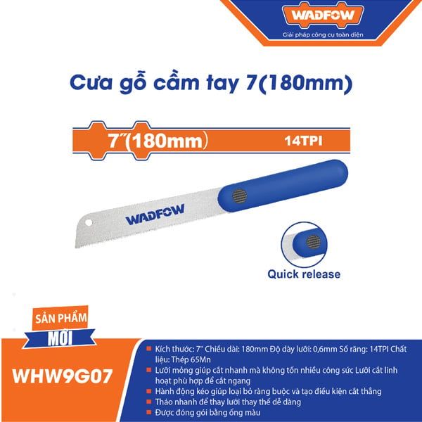 Cưa gỗ cầm tay 7 inch WADFOW WHW9G07