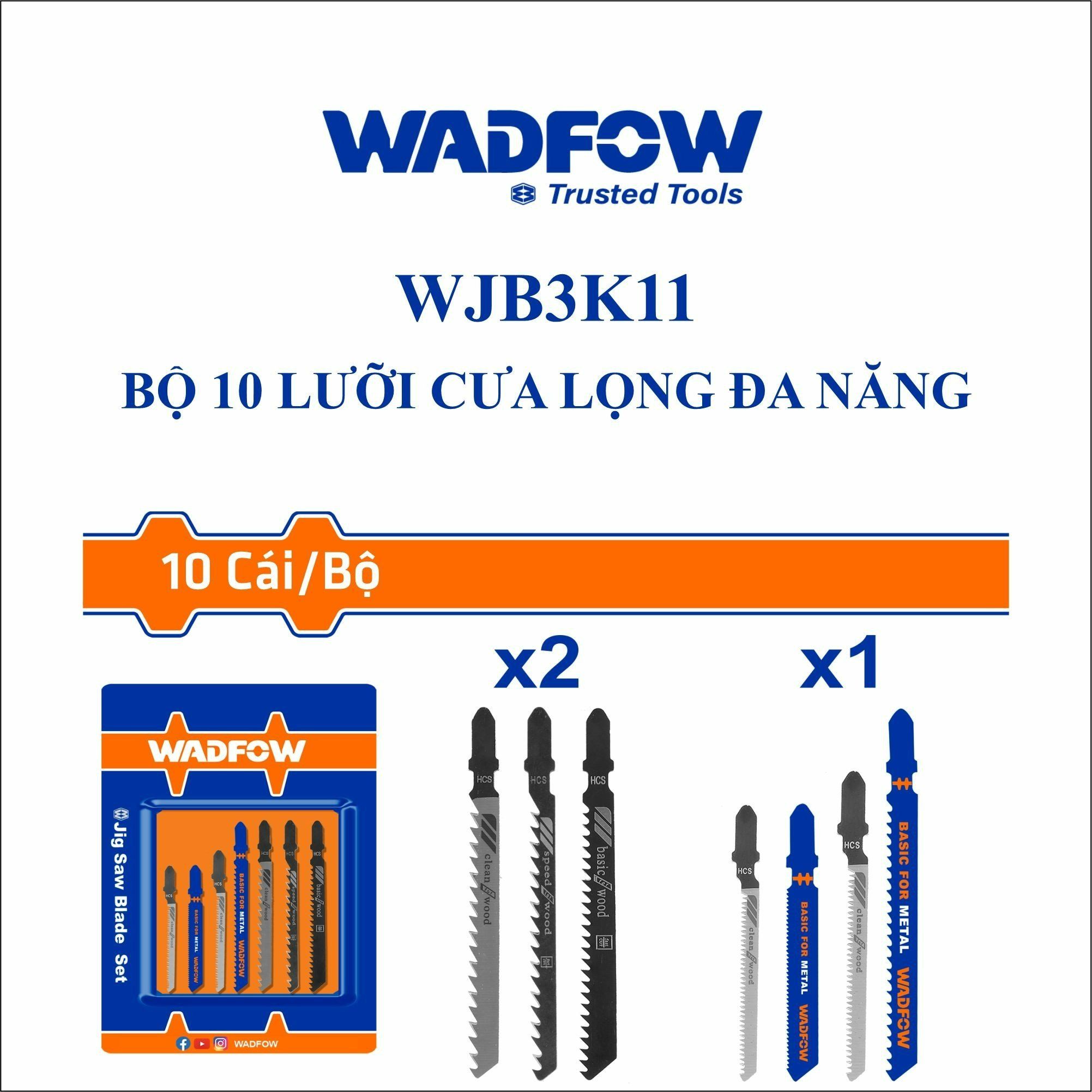  Bộ 10 lưỡi cưa lọng đa năng WADFOW WJB3K11 