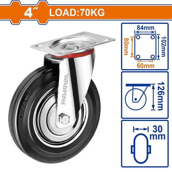 Bánh xe xoay bằng cao su 4 inch WADFOW WJL3342