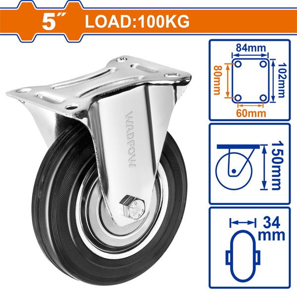 Bánh xe cố định bằng cao su 5 inch WADFOW WJL3351