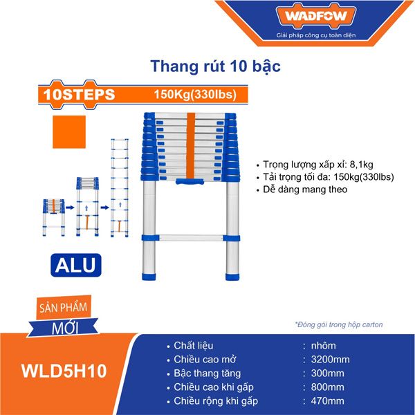 Thang nhôm rút đơn 3.2m WADFOW WLD5H10