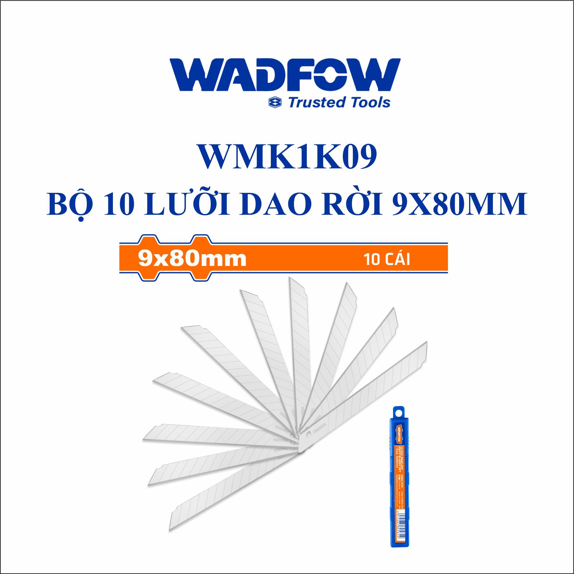  Bộ 10 lưỡi dao rời 9x80mm WADFOW WMK1K09 