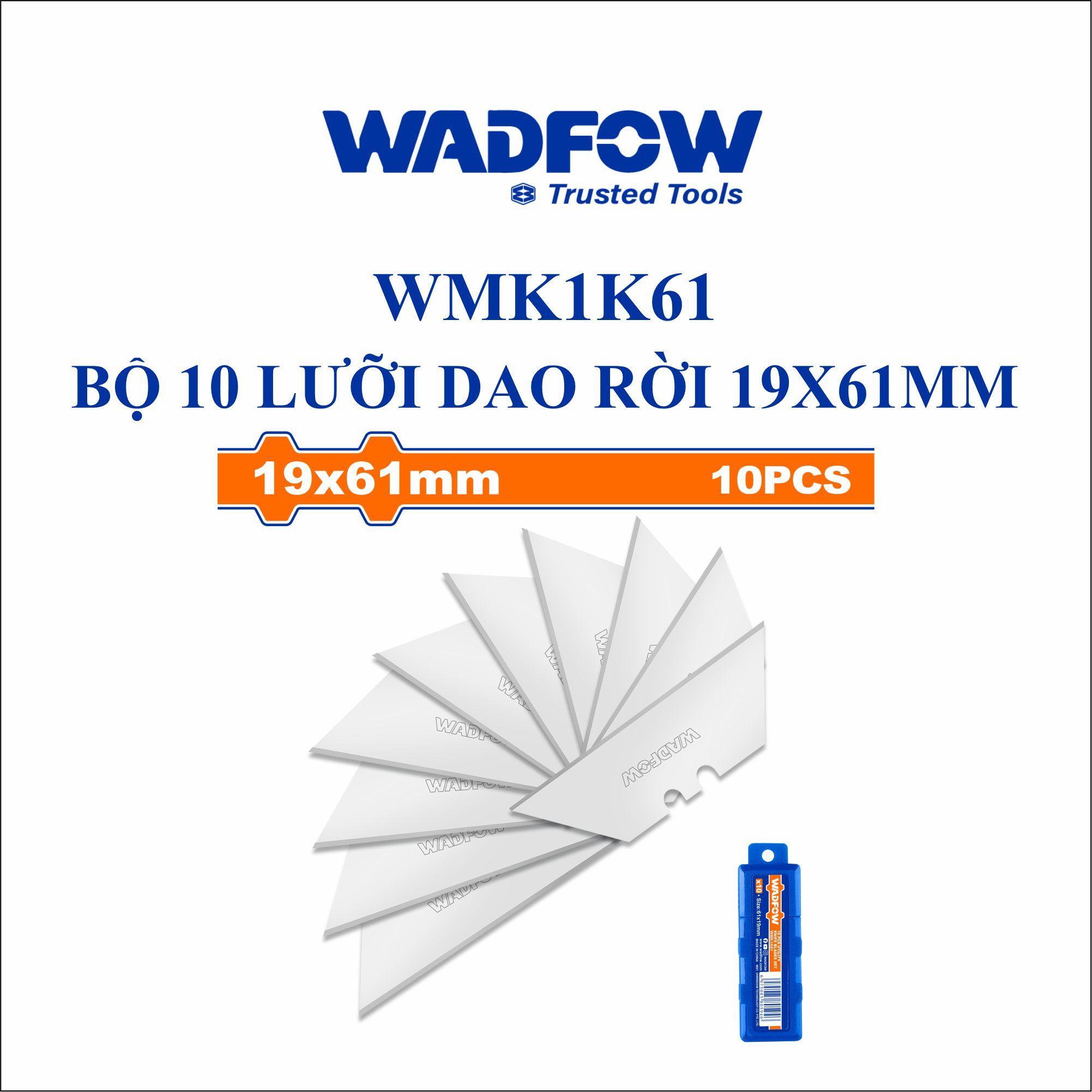  Bộ 10 lưỡi dao rời 19x61mm WADFOW WMK1K61 