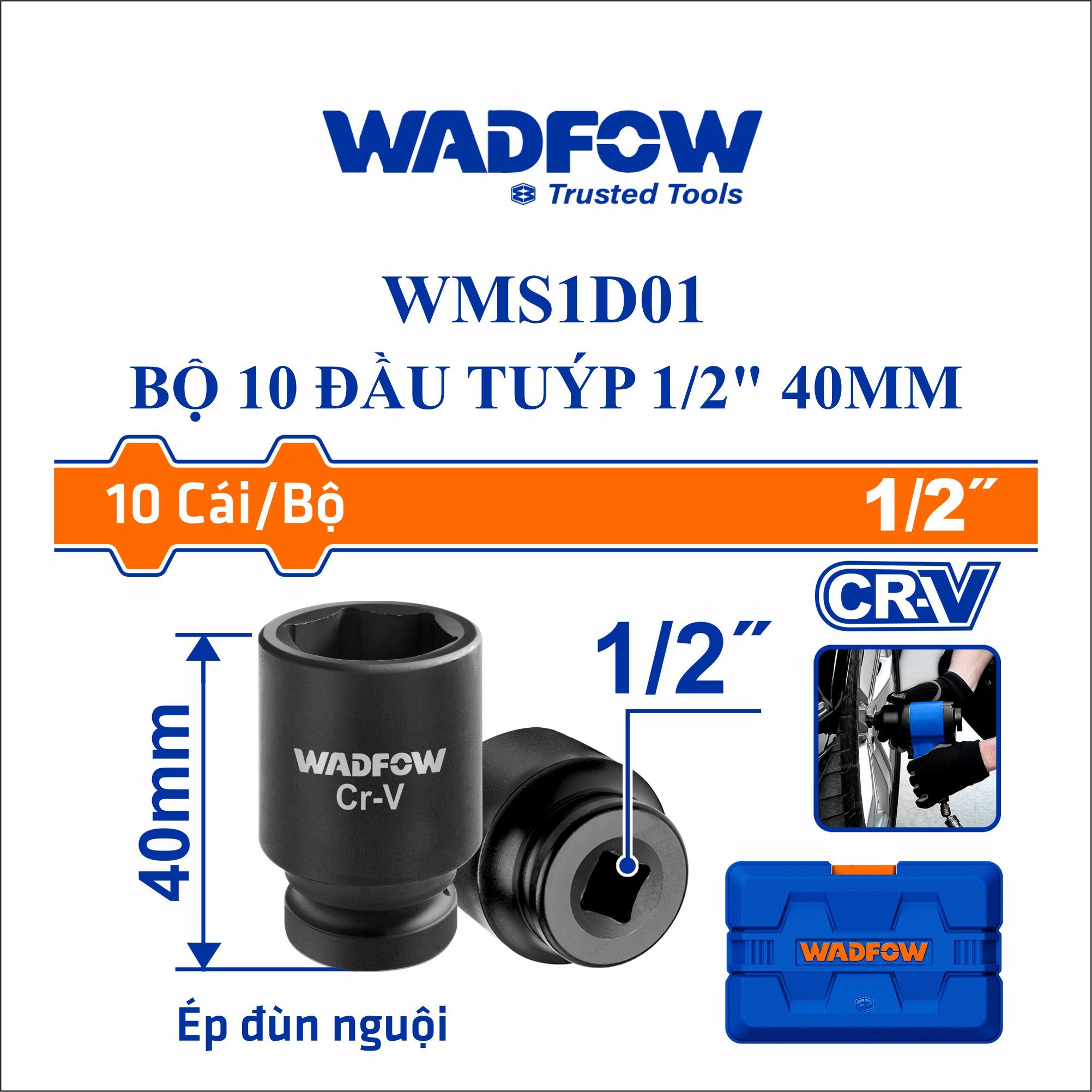  Bộ 10 đầu tuýp 1/2 Inch 40mm WADFOW WMS1D01 