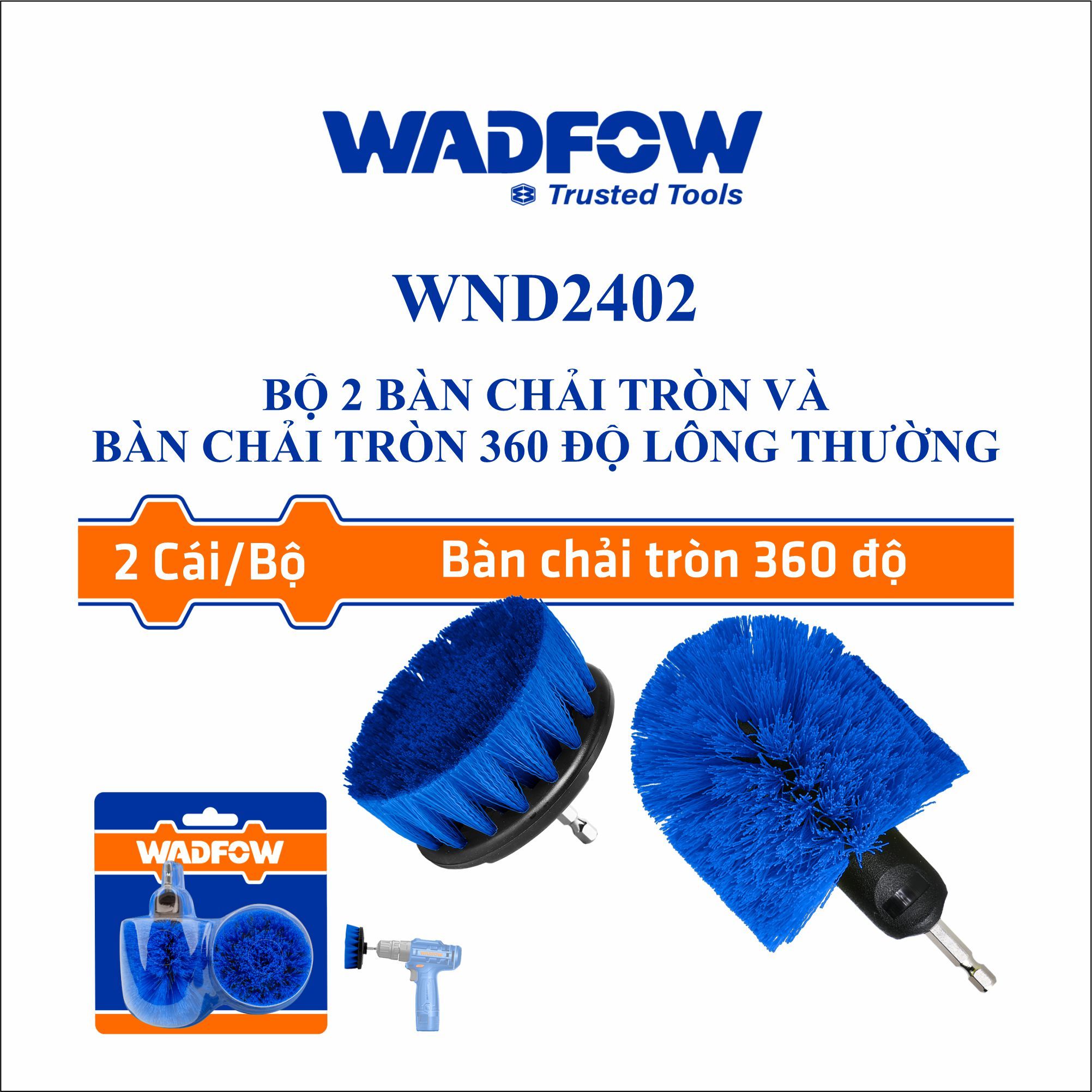  Bộ 2 bàn chải tròn và bài chản tròn 360 độ lông thường WADFOW WND2402 