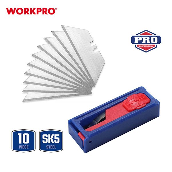 Hộp 10 lưỡi dao rọc đa năng thép SK5 Workpro WP213002