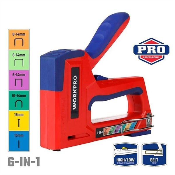 Kìm bấm ghim gỗ 6 trong 1 cho ghim chữ U Workpro WP223002