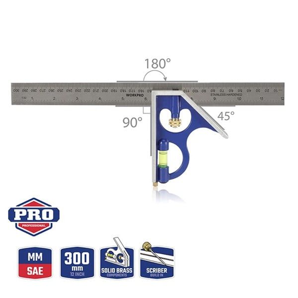 Thước thủy ke góc vuông 300mm Workpro WP264002